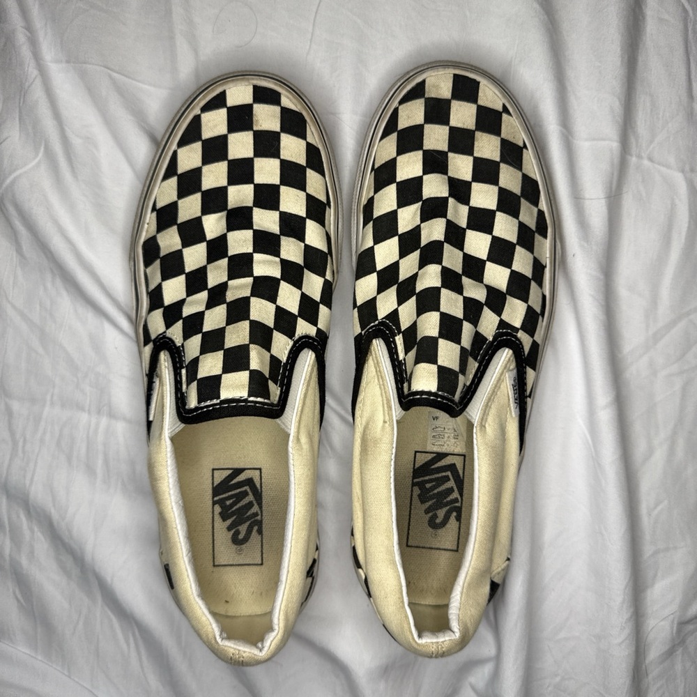 Vans Black and White Checkerboard Slip-Ons